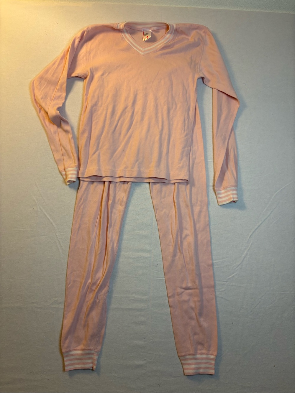 Hanna Andersson Pale Pink Thermal Pajama Set - V-Neck Long Sleeve & Pants